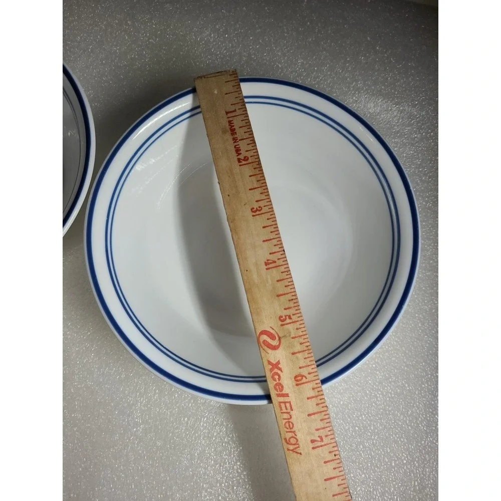 Set of 2 Vintage Corelle Classic Cafe Blue Triple Stripe 6.25
